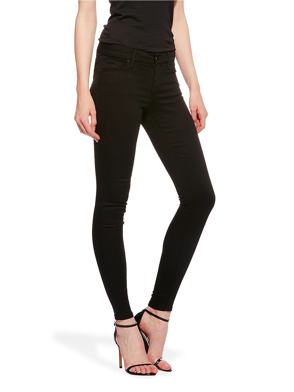 Women's Black Skinny Mid Rise Bond Jeans — Slim High-Rise Fit
